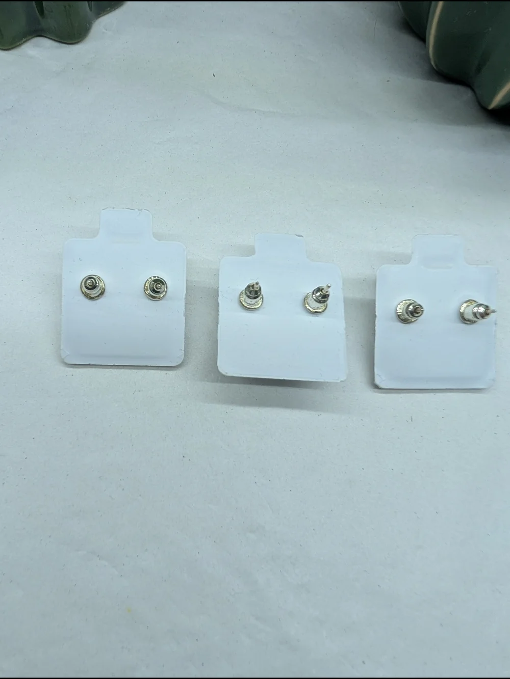 Cubic Zirconia Square Round Set Of 3 Stud Earrings - Red, Blue, White NWT - Picture 2 of 2